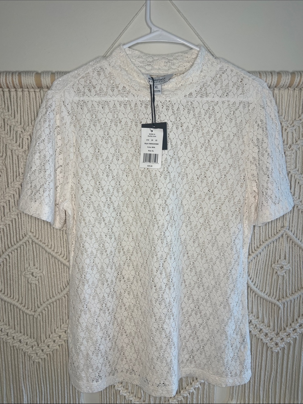 Lace Short Sleeve Blouse in Cream - Classic Feminine Top